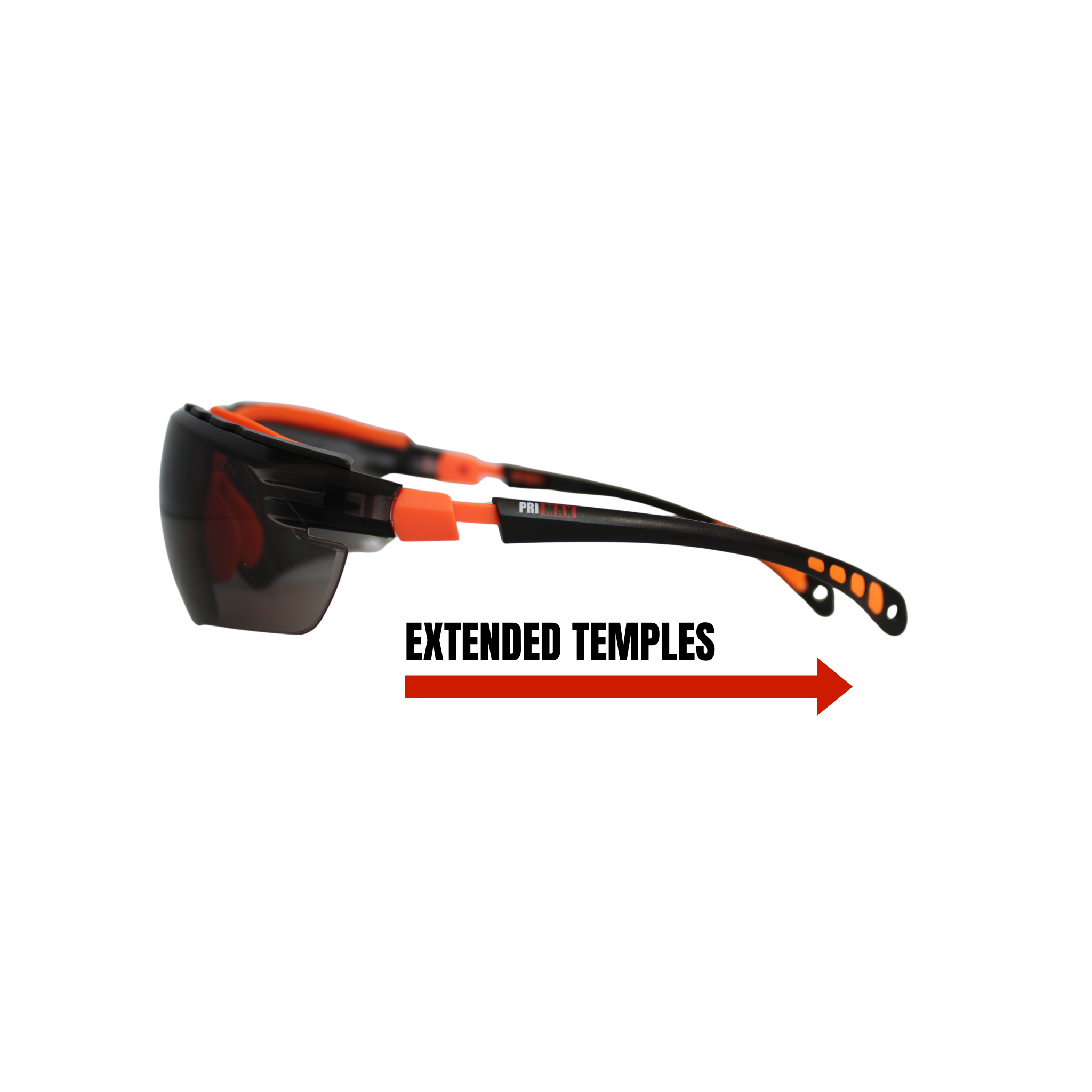 Half Frame Safety Glasses with Orange Adjustable and Ratcheting Temples, Rubber Nose Piece, Gray Lens and Anti-Scratch/Anti-Fog Coating <br> SG58RG/AF