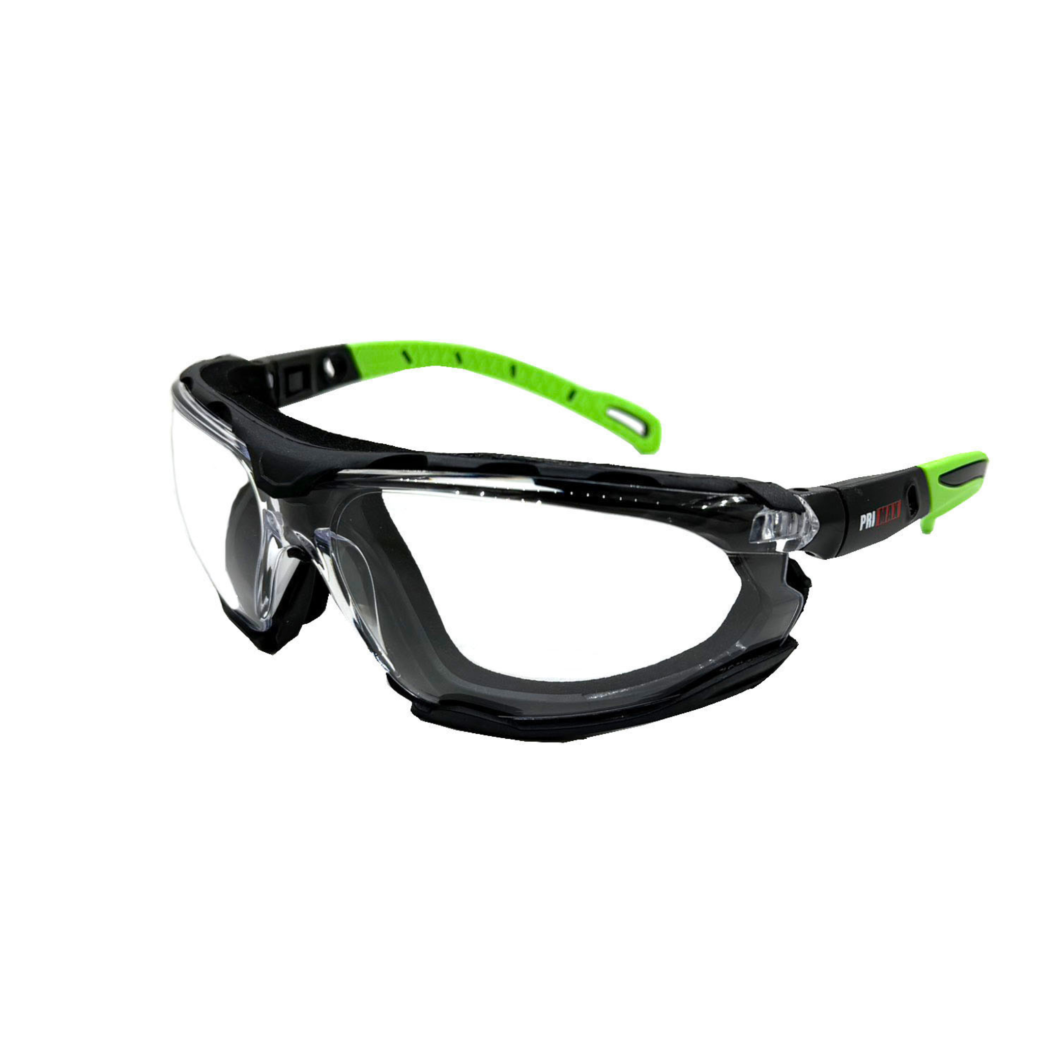 Full Frame Safety Glasses with Interchangeable Green Temples/Black Headband, Clear Lens and Anti-Scratch/Anti-Fog Coating <br> SG66C/AF