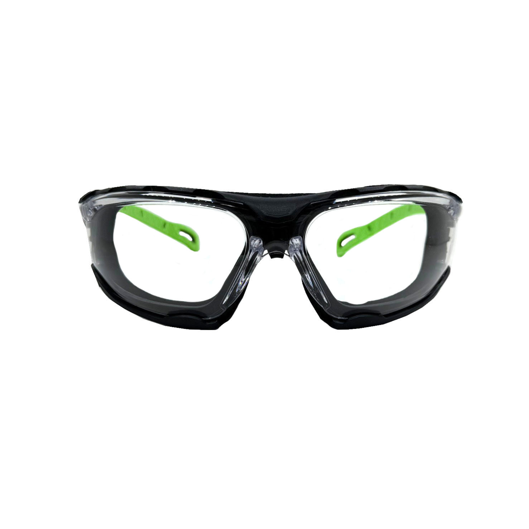 Full Frame Safety Glasses with Interchangeable Green Temples/Black Headband, Clear Lens and Anti-Scratch/Anti-Fog Coating <br> SG66C/AF