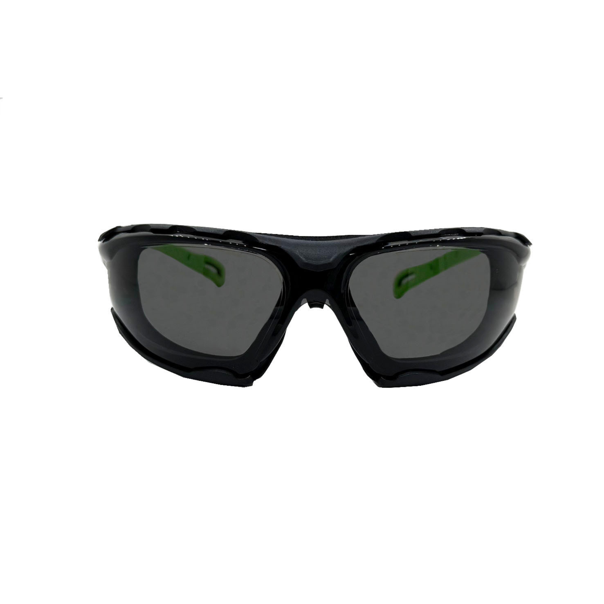 Full Frame Safety Glasses with Interchangeable Green Temples/Black Headband, Gray Lens and Anti-Scratch/Anti-Fog Coating <br> SG66G/AF
