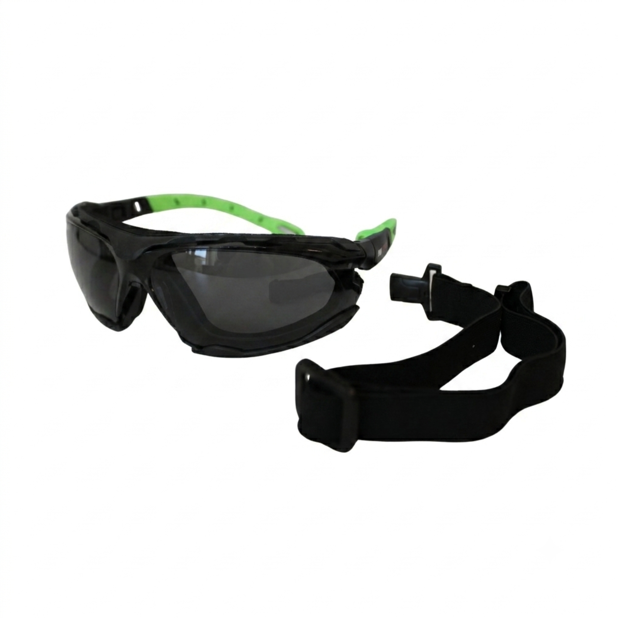 Full Frame Safety Glasses with Interchangeable Green Temples/Black Headband, Gray Lens and Anti-Scratch/Anti-Fog Coating <br> SG66G/AF