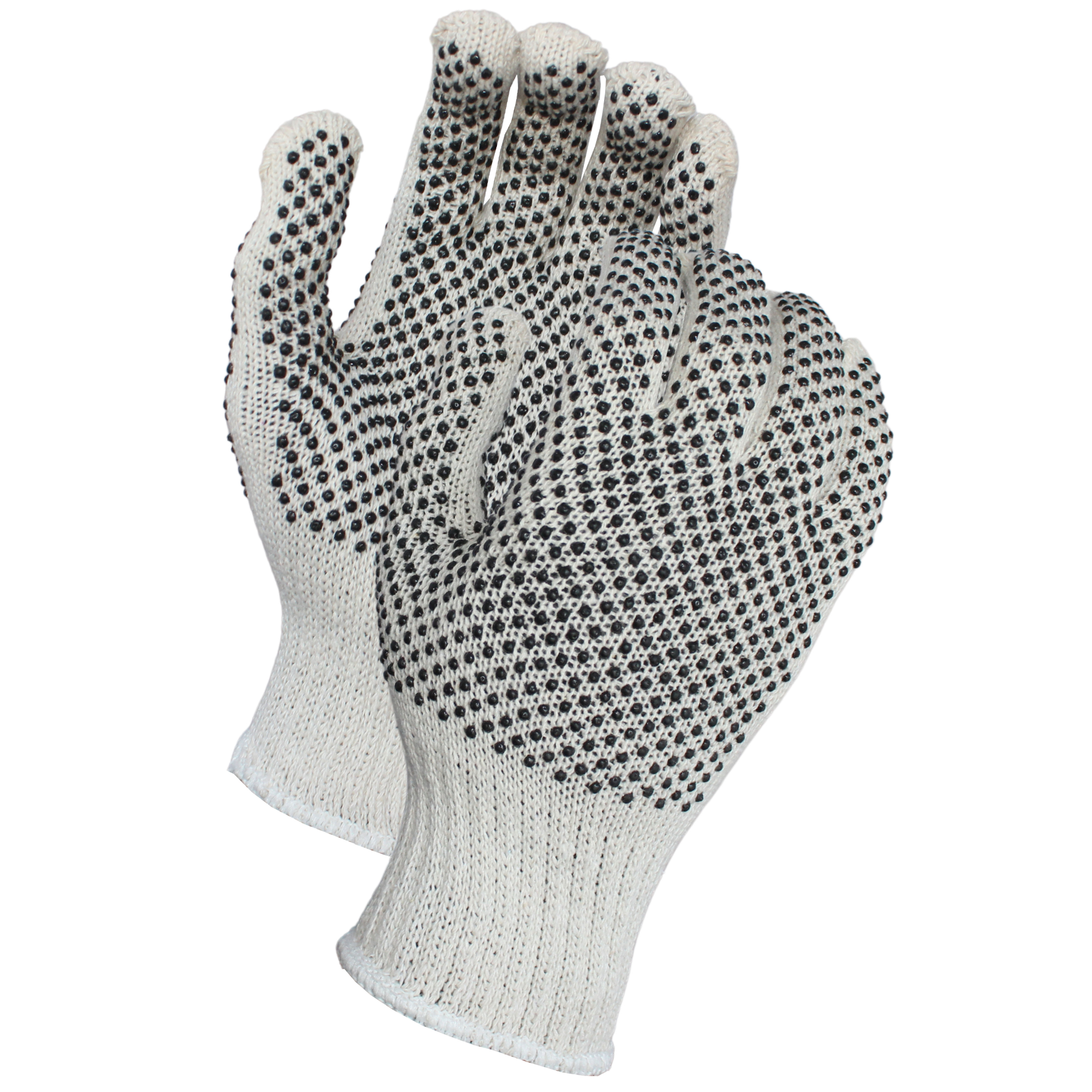 Medium Weight Seamless Cotton/Polyester Glove With Two-Sided Black PVC Dotted Grip <br> SK6715P