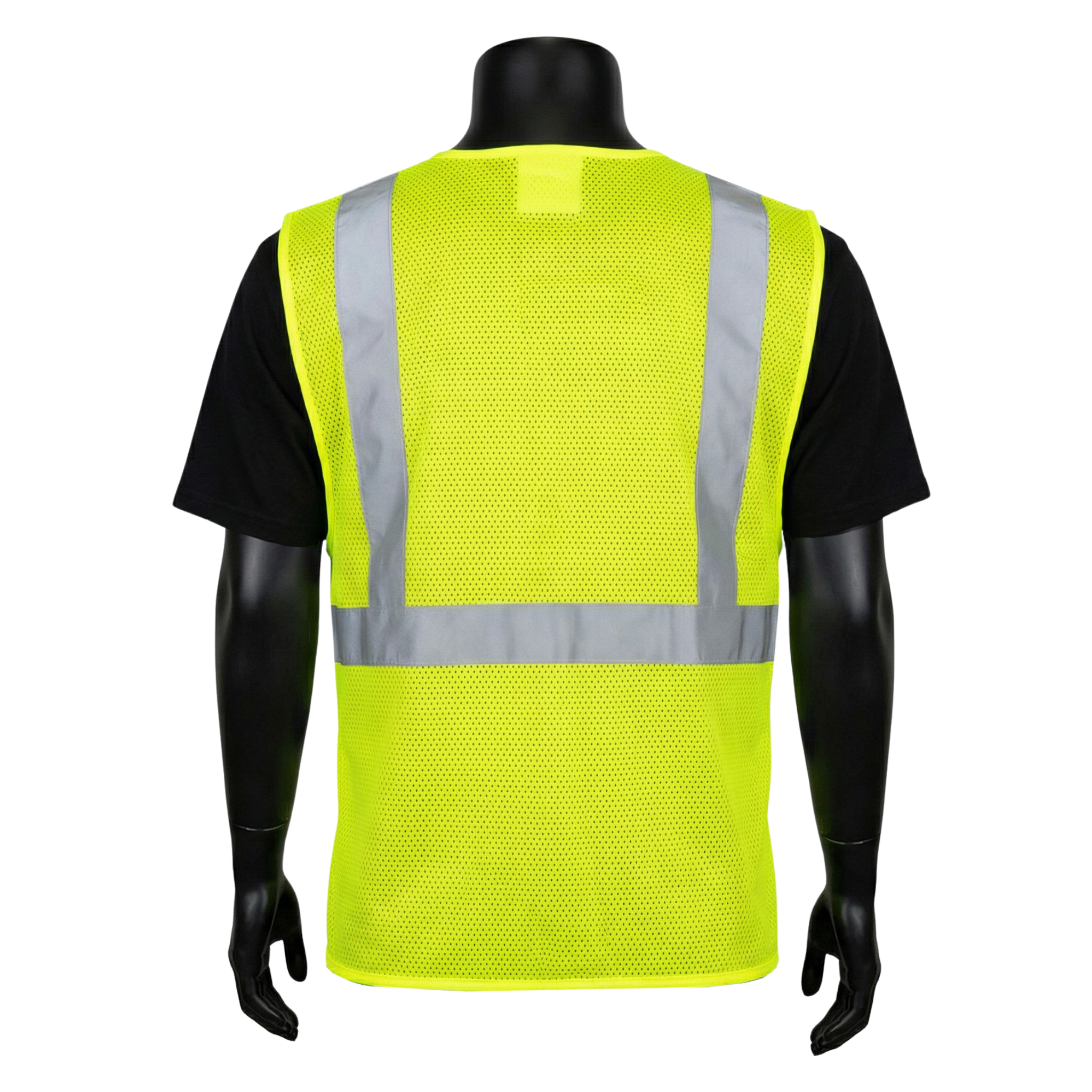 ANSI TYPE R CLASS 2 <br> HI-VIZ LIME GREEN SELF EXTINGUISHING TREATED MATERIAL MESH SAFETY VEST <br> SVFR2602G