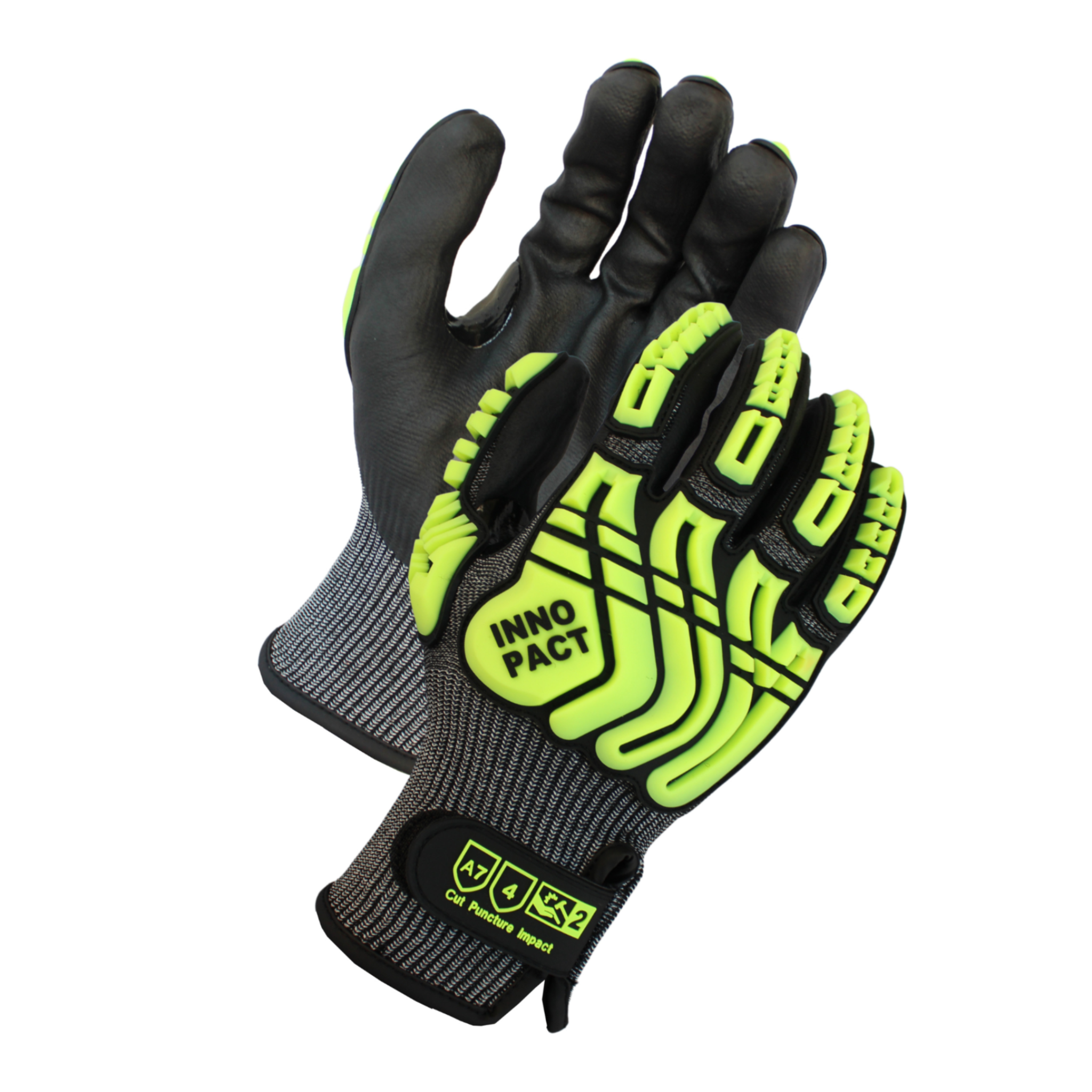 ANSI Cut A7, 13 Gauge, Black Micro-Foam Nitrile Coated Gloves With Reinforced Thumb Crotch and Hook-N-Loop Closure <br>CA7236RTV