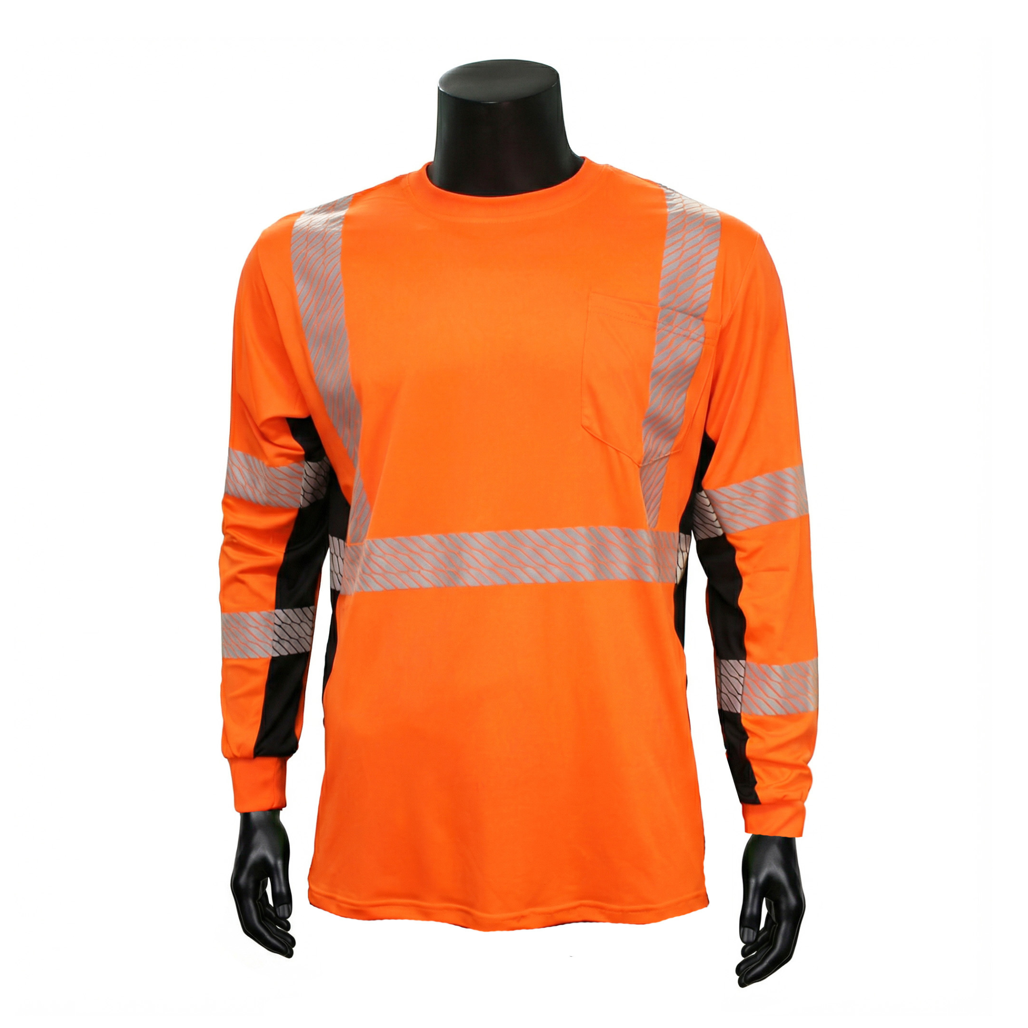 ANSI TYPE R CLASS 3 <br> HI-VIZ LIME ORANGE LONG SLEEVE MOISTURE WICKING T-SHIRT <br> SV3670F