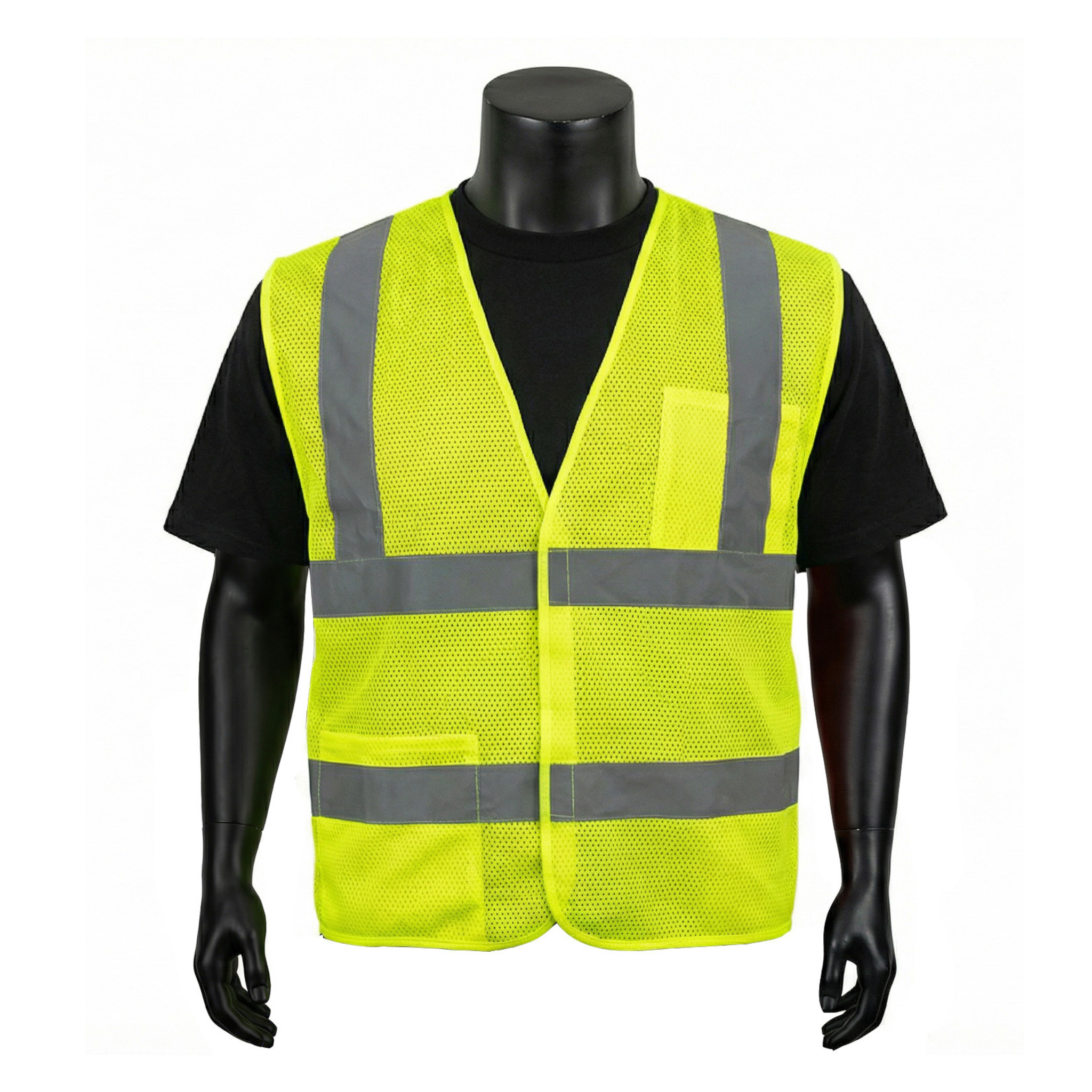 ANSI TYPE R CLASS 2 <br>HI-VIZ LIME GREEN 5-POINT BREAKAWAY SAFETY VEST <br> SV2605G