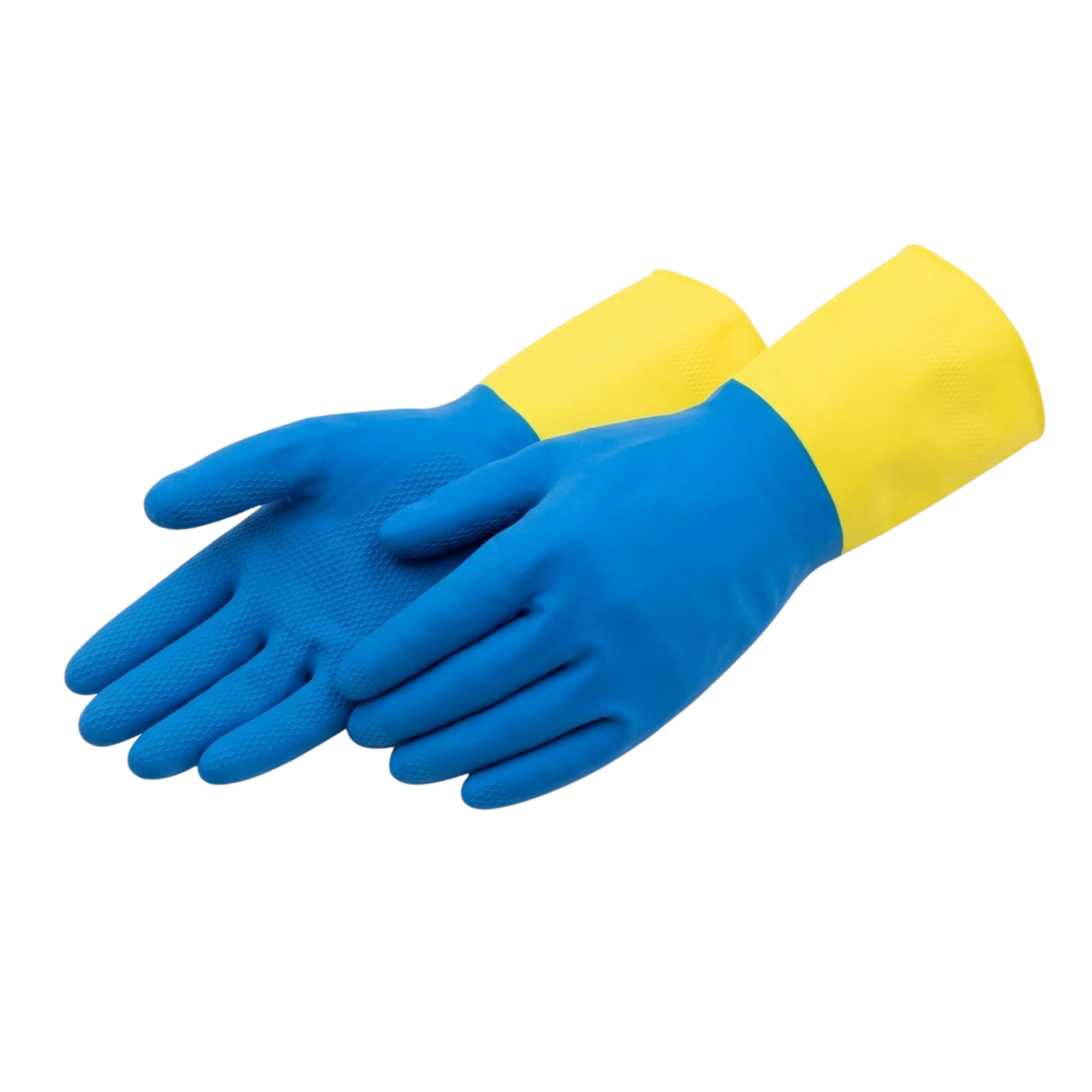 28 Mil Chlorinated Blue Neoprene Over Yellow Latex Glove <br> 3670